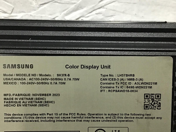 Samsung SHR-B Series 37" Commercial LED LCD Half-Height Display LH37SHRBBGBXZA