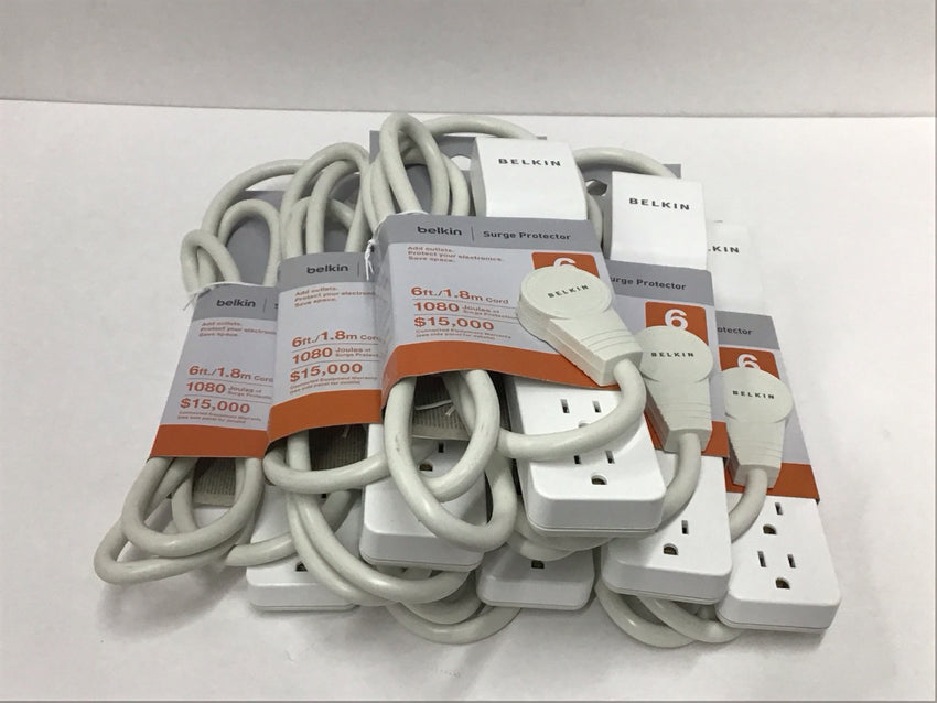 LOT OF 6 Belkin Surge Protector 6 Outlet 6' Cord Rotating Plug BE106000-06R6PK