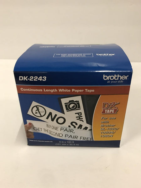 Brother DK-2243 4" x 100' Continuous Roll Paper Tape GENUINE OEM DK2243