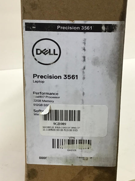 Dell 15.6" Precision 3561 Mobile Workstation i7-11850H 32GB RAM 512GB SSD GH0YR