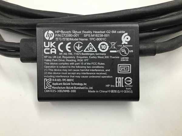 HP Reverb G2 VR 6M Video Cable Virtual Reality TPC-B001C VERSION 1 L72080-001