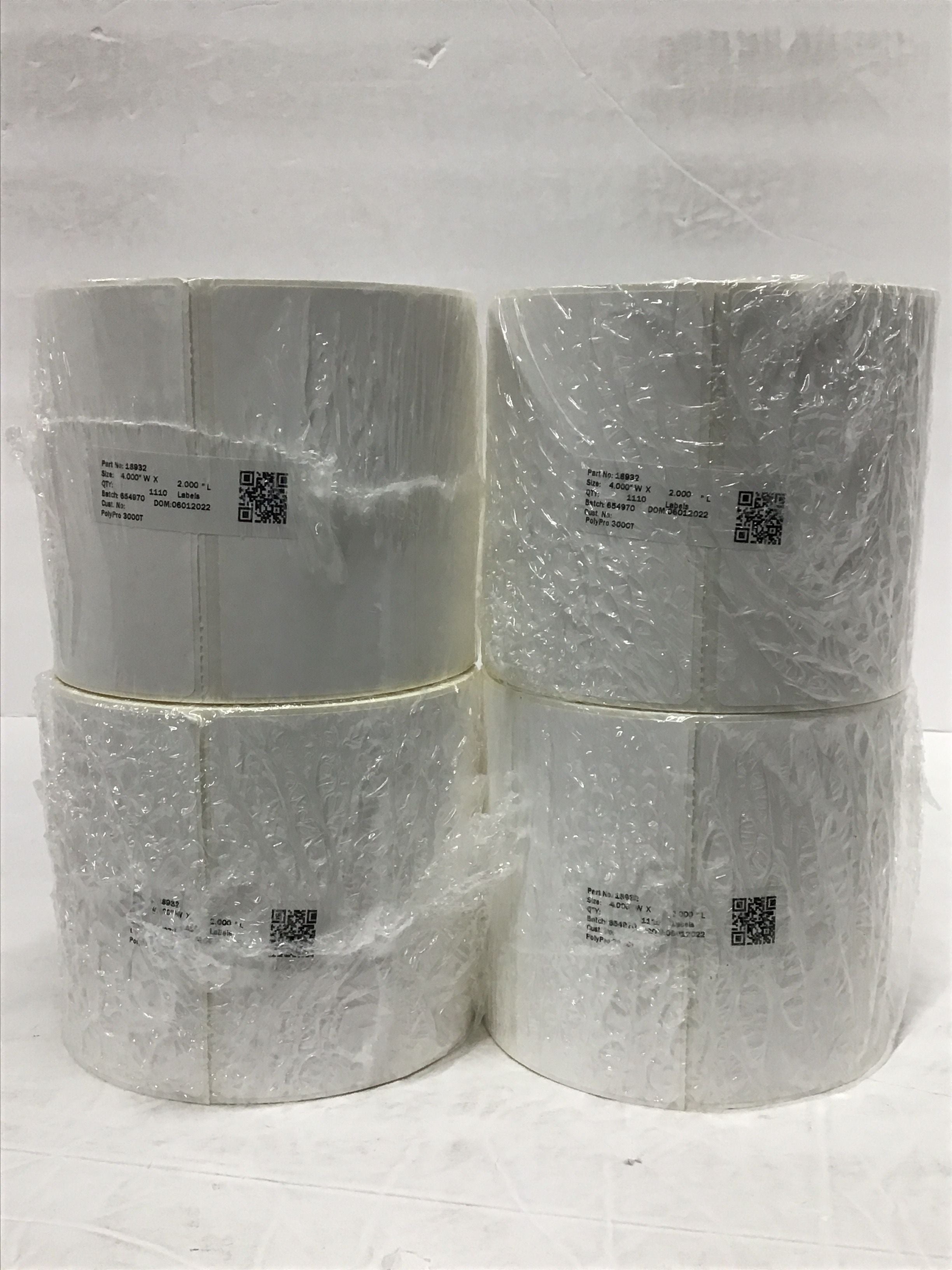 Zebra PolyPro Direct 3000T Thermal Labels 4" x 2" 1110 per roll (4 rolls) 18932