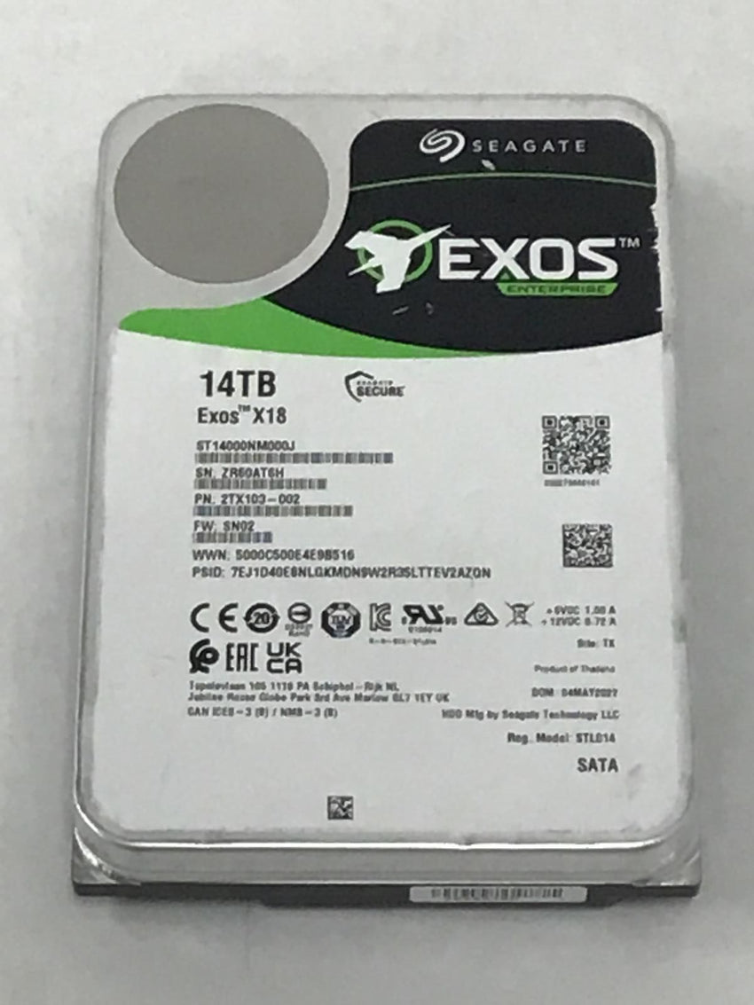 Seagate 14TB EXOS X18 Hard Drive SATA 6Gb/s 3.5" Enterprise ST14000NM000J