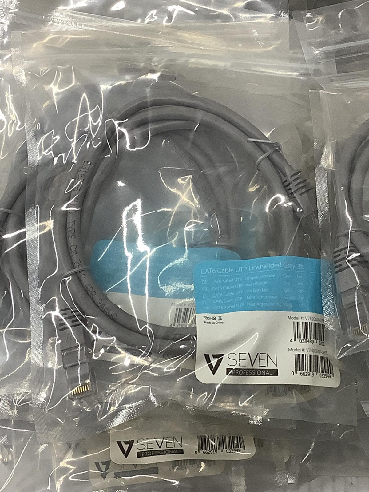 Lot of 100 V7 Cat6 Patch Cable UTP 3' 550MHZ Unshielded RJ45 Network