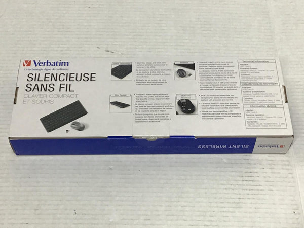 Verbatim Silent Wireless Compact Keyboard and Mouse 70739