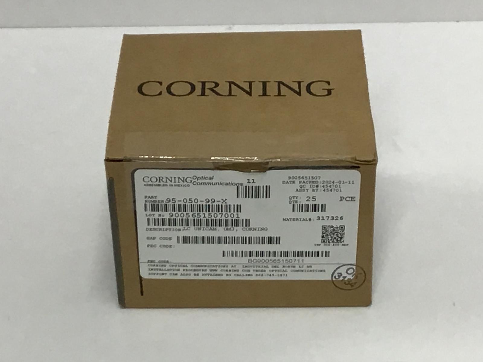 Corning Unicam LC OM3 Pretium Fiber Optic Connector 25 Pack Box 95-050-99-X