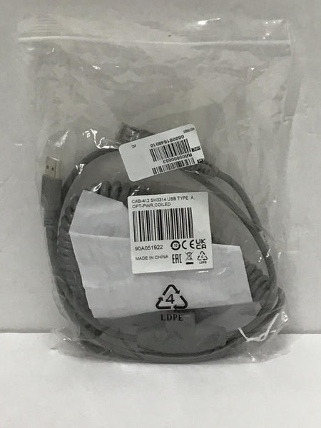 Datalogic 9.5' Coiled USB Type A OPT-PW Barcode Scanner Cable.  90A051922