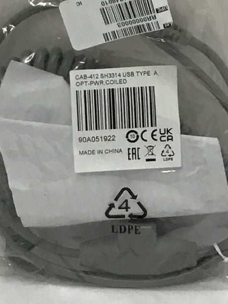 Datalogic 9.5' Coiled USB Type A OPT-PW Barcode Scanner Cable.  90A051922