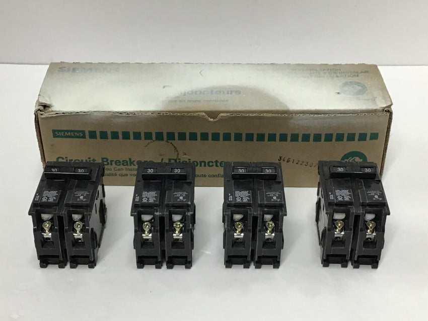 Box of 4 Siemens 30A 2-Pole 120v/240V 60hz Circuit Breakers Q230