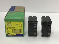 2 Siemens Mini circuit breaker, QO, 20A, 2 pole, 120/240VAC, 10kA, plug in QO220