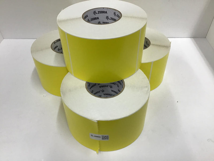 Zebra 4" x 6" Z-Perform 2000 Yellow Labels 4-Rolls 1000 Labels / Roll 10006208-1