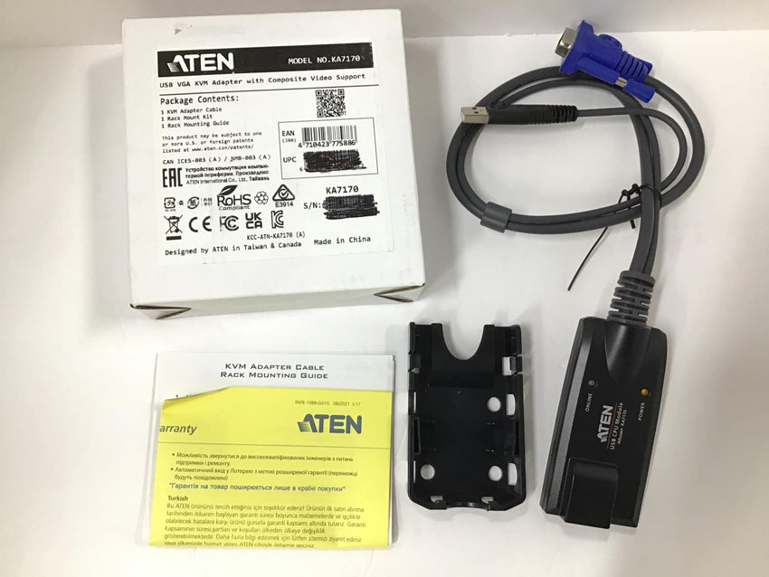 Aten Technology USB VGA KVM Adapter Cable With Rack Mounting Kit KA7170