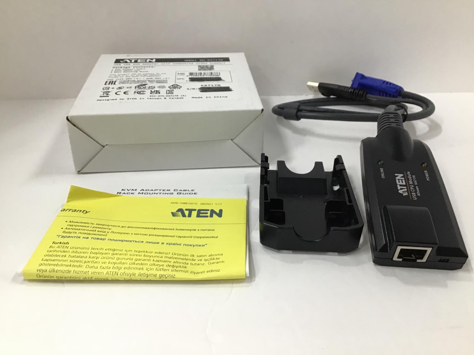 Aten Technology USB VGA KVM Adapter Cable With Rack Mounting Kit KA7170