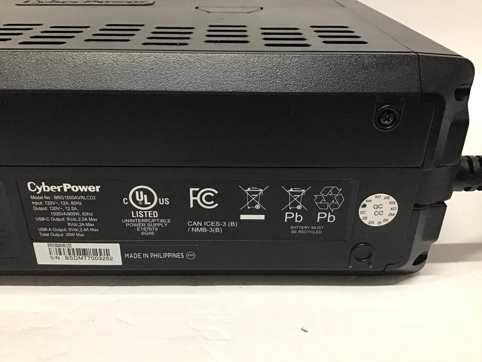 CyberPower Intelligent LCD Series UPS 1500VA Mini-tower BRG1500AVRLCD2