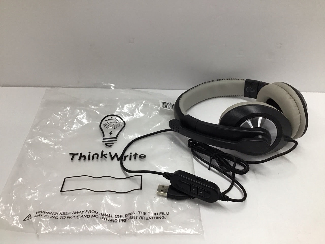 LOT OF 7 ThinkWrite 90119 Wired Headset /w Mic Ultra Durable USB Over Ear 90119