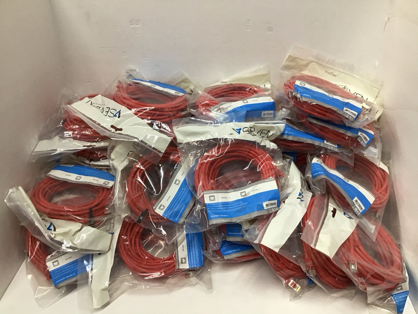 Lot of 35 V7 Red Cat6 Shielded STP Cable RJ45 Male to Male 10m 32.8'