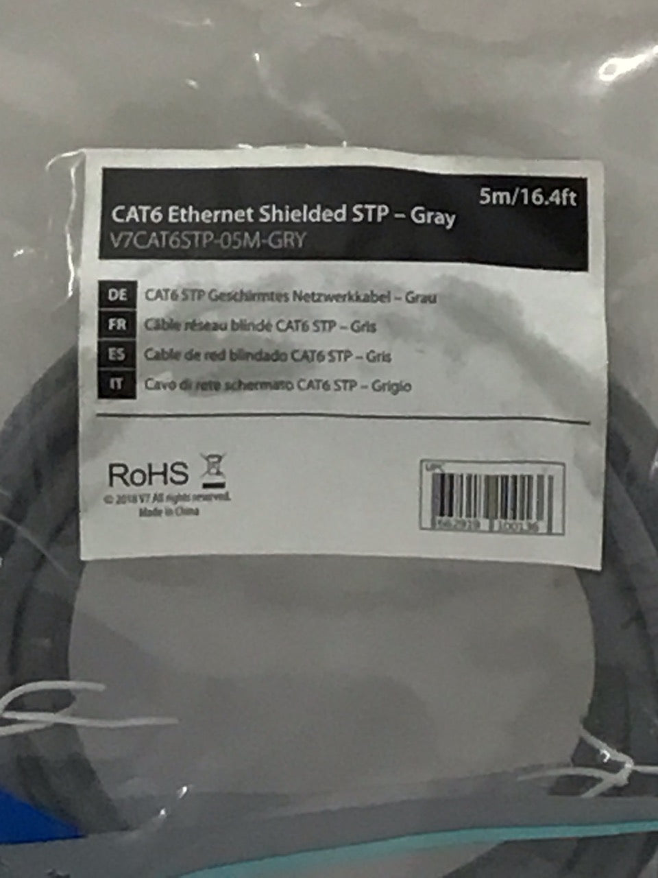 Lot of 40 V7 Grey Cat6 Shielded (STP) Cable RJ45 Male to RJ45 Male 5m 16.4ft