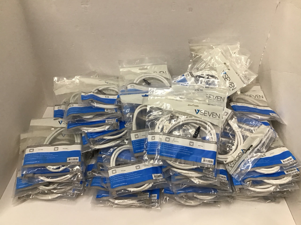 Lot of 120 V7 White Cat6 Shielded (STP) Cable RJ45 Male to RJ45 Male 1m 3.3ft