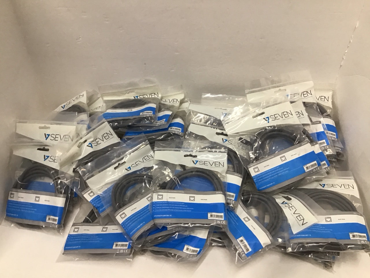 Lot of 50 V7 Grey Cat6 Shielded (STP) Cable RJ45 Male to RJ45 Male 2m 6.6ft