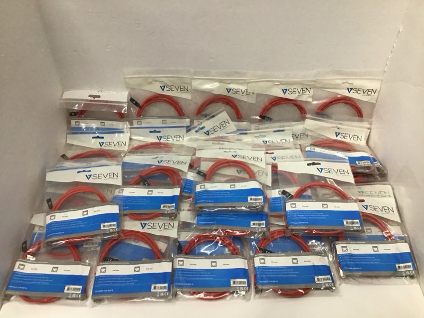 LOT of 43 V7 Red Cat6 Shielded (STP) Cable RJ45 Male to RJ45 Male 1m 3.3ft