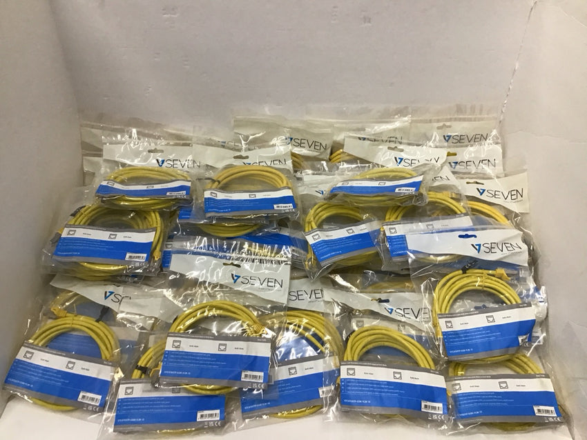 Lot of 50 V7 Yellow Cat6 Shielded (STP) Cable RJ45 Male to RJ45 Male 3m 10ft