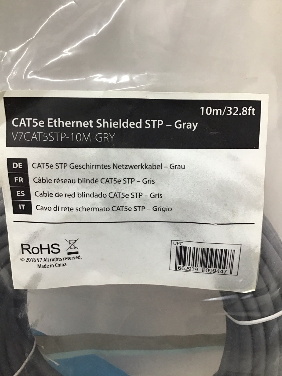 Lot of 21 V7 Grey Cat5e Shielded STP Patch Cable RJ45 Male to Male 10m 32.8'