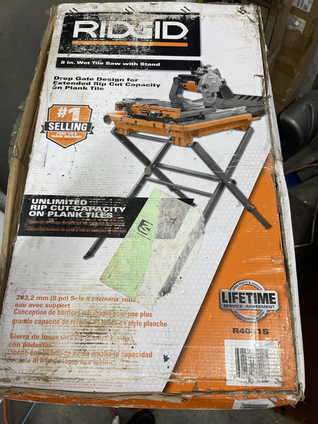 Rigid 8" Wet Tile Saw With Stand 12Amp Extended Rip Capacity R4041S