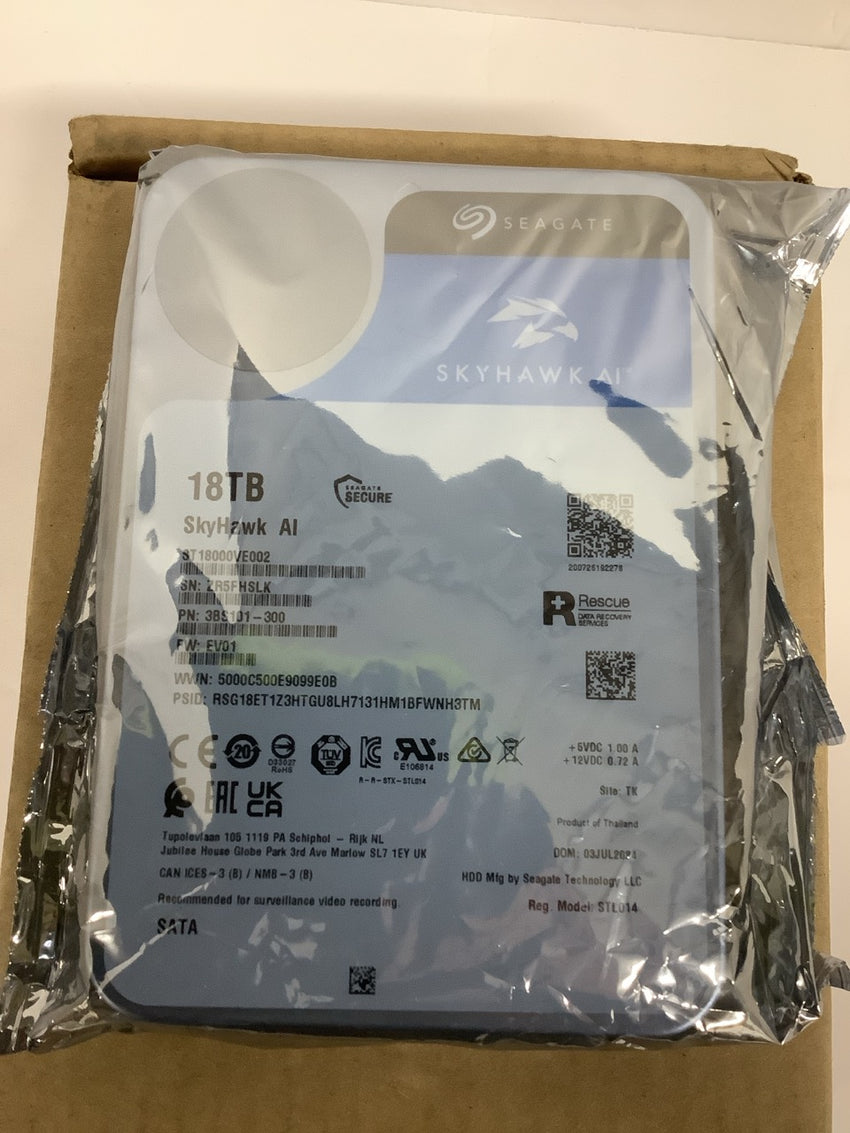 Seagate SkyHawk AI 18TB Hard Drive 3.5" Internal SATA ST18000VE002