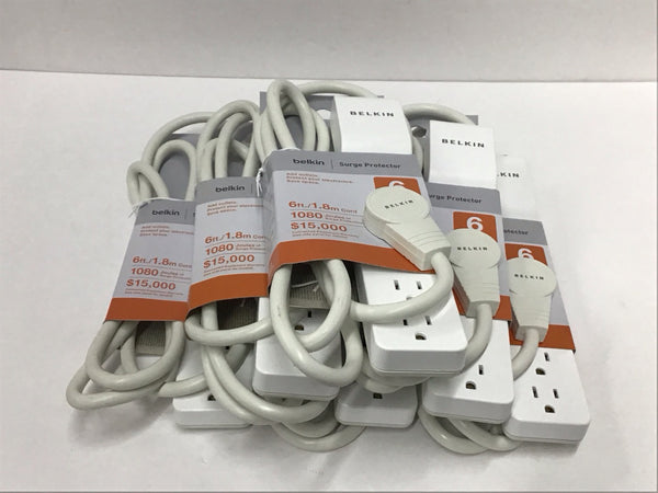 LOT OF 6 Belkin Surge Protector 6 Outlet 6' Cord Rotating Plug BE106000-06R6PK