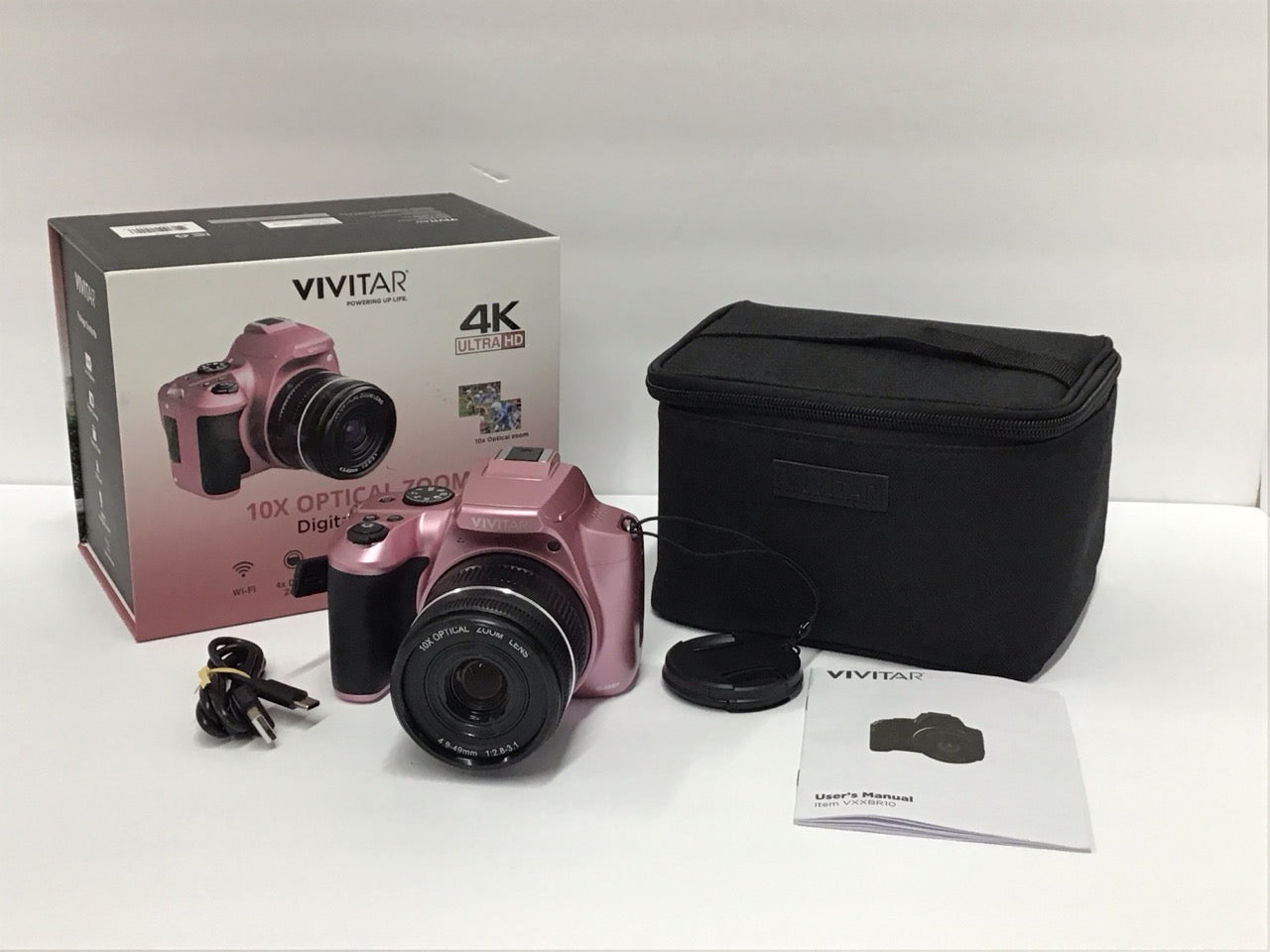 Vivitar 4K Digital Camera 64MP 10x Optical Zoom 3.0" LCD Flash PINK VXXBR10