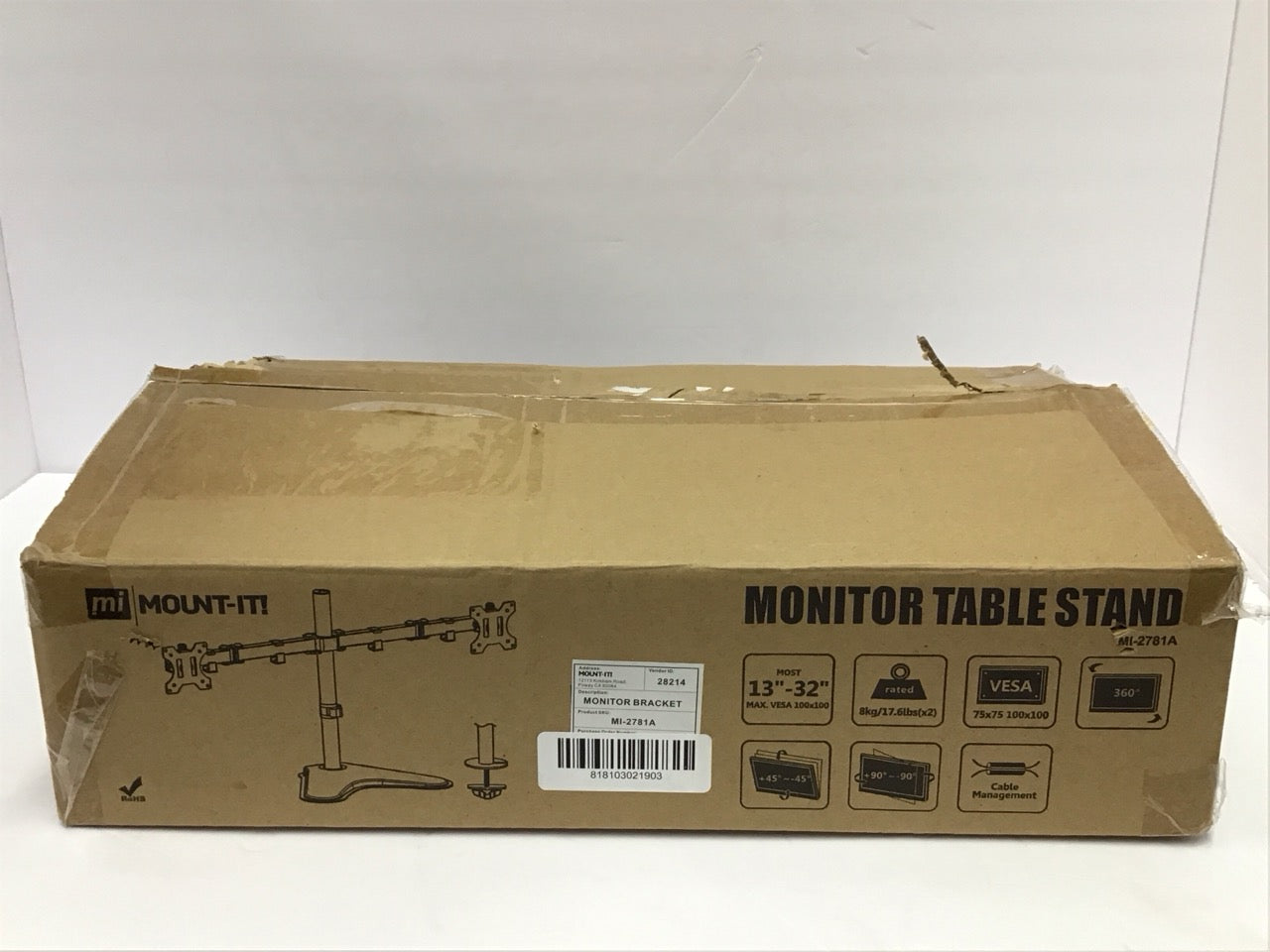 Mount It! Dual Monitor Stand for Monitors up to 32" Desktop Table MI-2781A