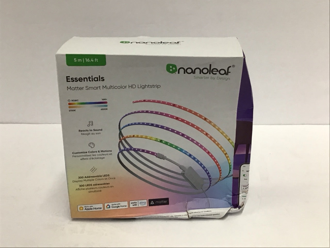 Nanoleaf Essentials Matter Smart Multicolor HD Lightstrip 16.4ft  NF085K03-5ALS