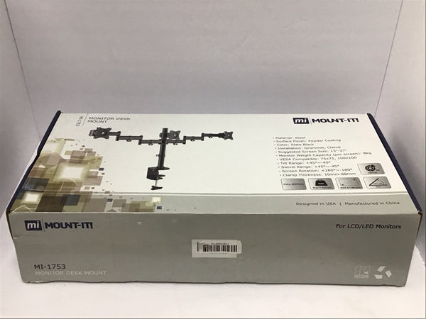 Mount It! Triple-Monitor Desk Mount for monitors up to 27" MI-1753