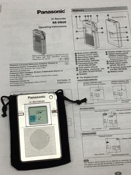 Panasonic ECP Paranormal Ghost Hunting Audio IC Recorder English RR-DR60