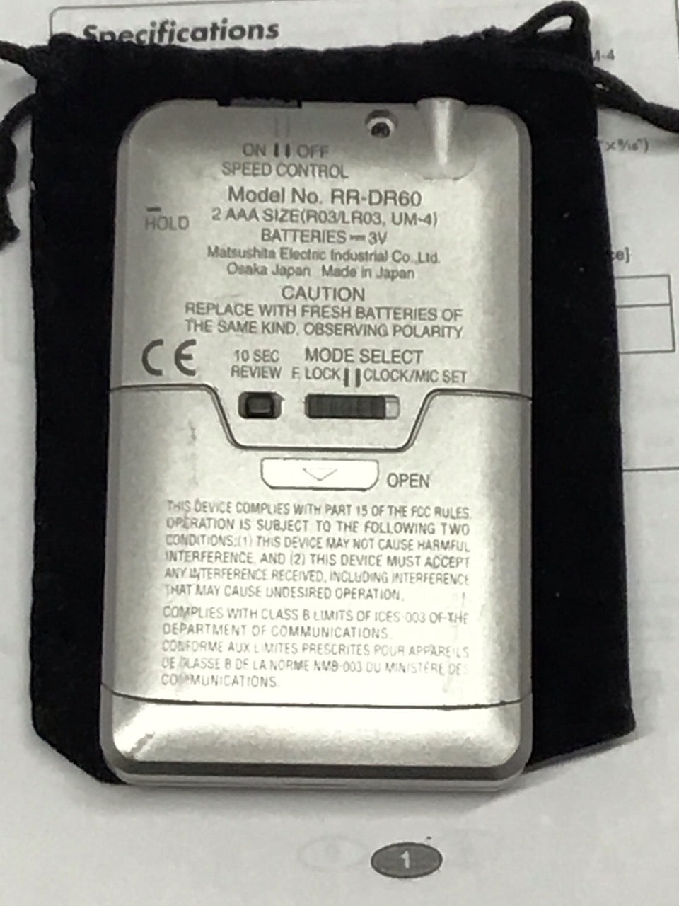 Panasonic ECP Paranormal Ghost Hunting Audio IC Recorder English RR-DR60