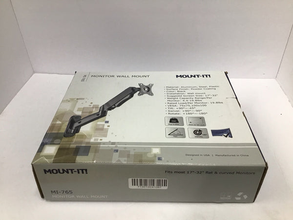 Mount It! Single Monitor Wall Mount Arm TV/Monitor up to 32" VESA MI-765