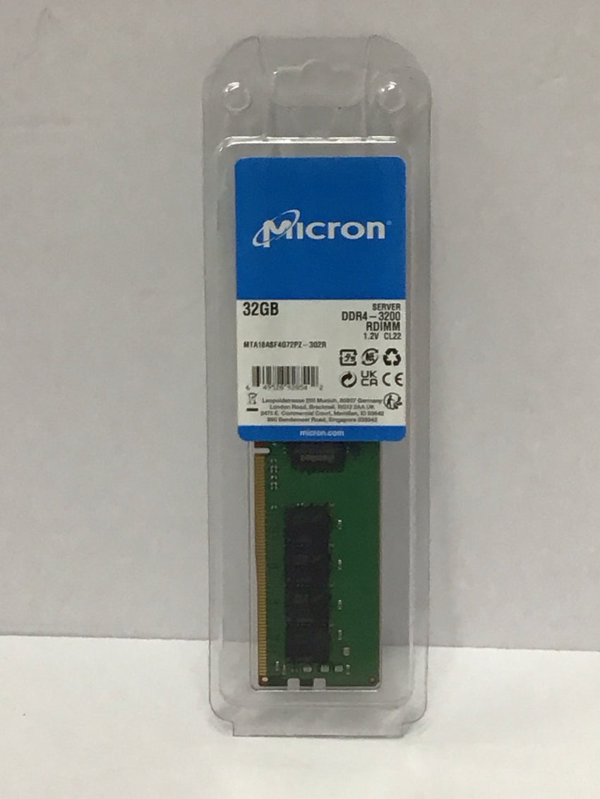 Micron DDR4 RDIMM 32GB Memory 1Rx4 3200MHz CL22 ECC Server MTA18ASF4G72PZ-3G2R