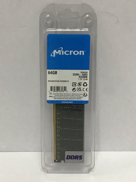 Micron 64GB Server DDR5 5600MHz RDIMM Memory PC5-44800 MTC40F2046S1RC56BD1R