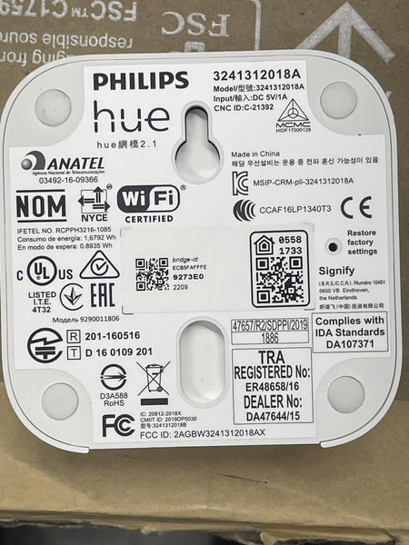Philips Hue Bridge 2.1 /w AC Adapter 3241312018A