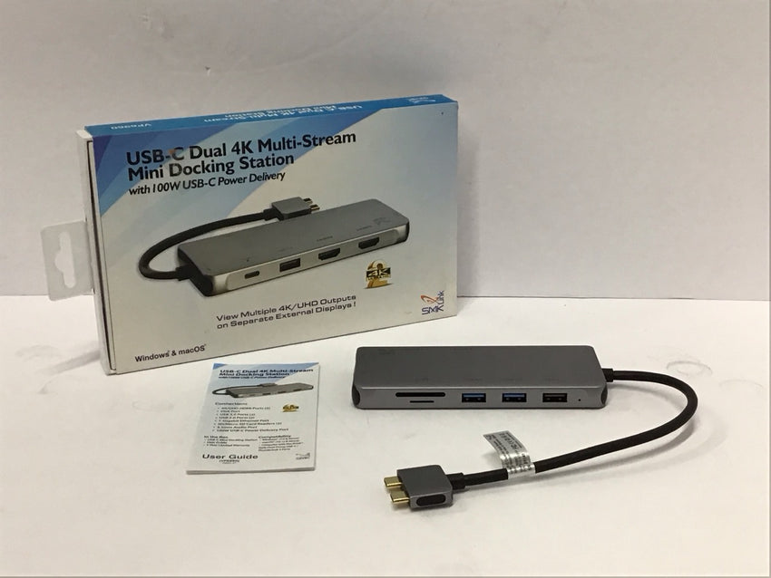 SMK Link USB-C Dual 4K Multi-Stream Mini Docking Station w/ 100W USB-C VP6960CAB