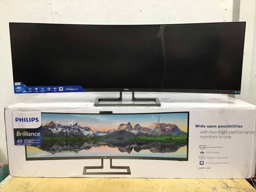 PHILIPS Brilliance 49" Wide Monitor 32:9 5120 X1440 READ CRACKED 499P9H