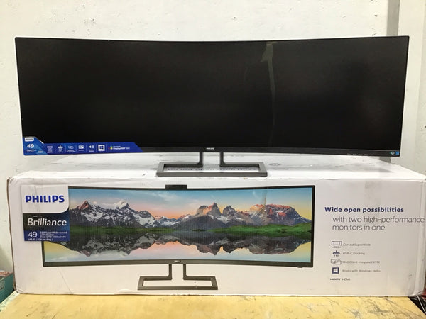 PHILIPS Brilliance 49" Wide Monitor 32:9 5120 X1440 READ CRACKED 499P9H