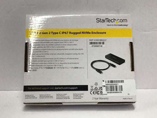 Startech M2 NVMe PCIe SSD Portable Enclosure USB-C M2E1BRU31C