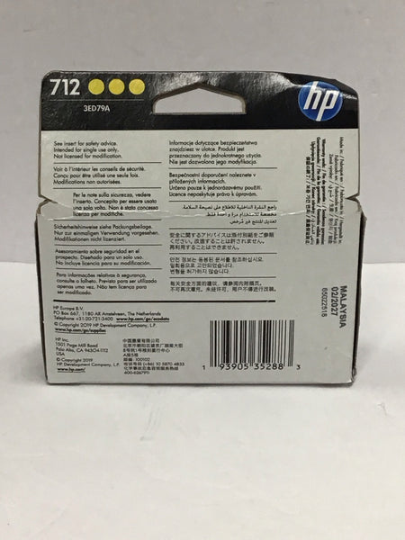 HP 3-Pack DesignJet 712 Yellow Ink Cartridge 02/2027 Genuine OEM 3ED79A NFS