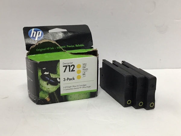 HP 3-Pack DesignJet 712 Yellow Ink Cartridge 02/2027 Genuine OEM 3ED79A