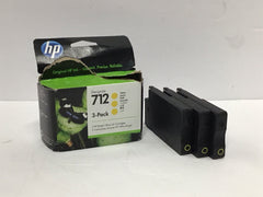 HP 3-Pack DesignJet 712 Yellow Ink Cartridge 02/2027 Genuine OEM 3ED79A