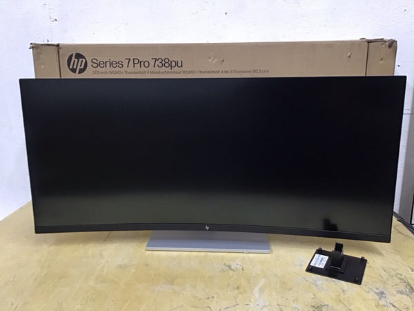 HP 7 Pro 738pu 37.5" WQHD  Curved 4K Thunderbolt 4 Monitor CRACKED 8K167AA#ABA