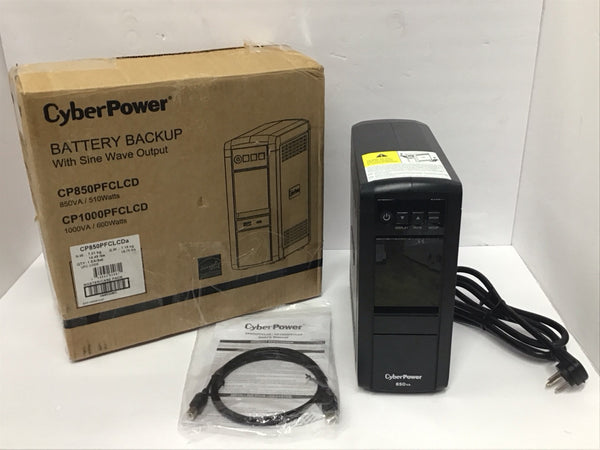 CyberPower UPS Battery Backup 850VA 510W 120V 10 Outlets READ CP850PFCLCD