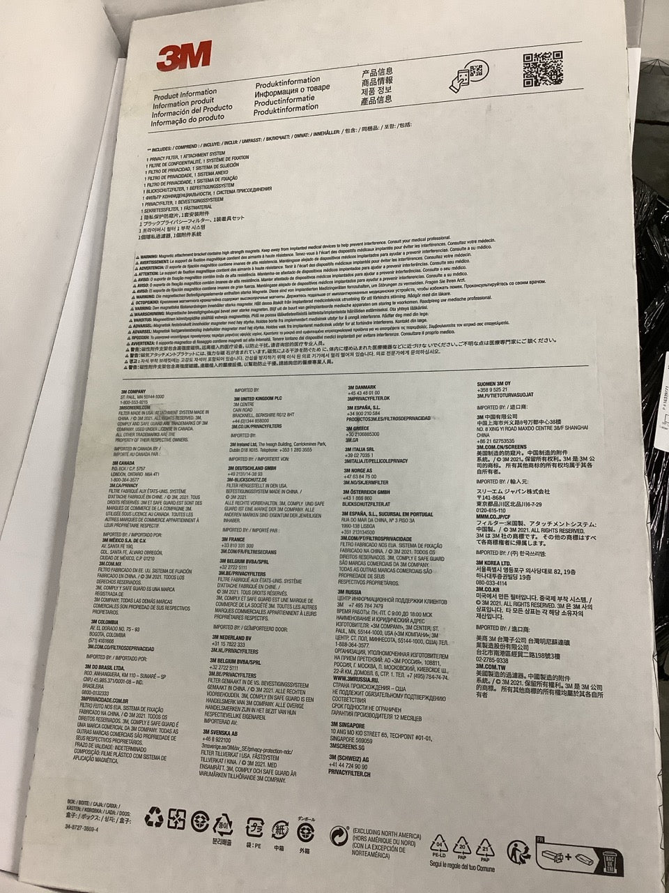 3M Privacy Filter Screen Monitors 23.8" Full Screen 16:9 Anti-Glare PF270W9EM