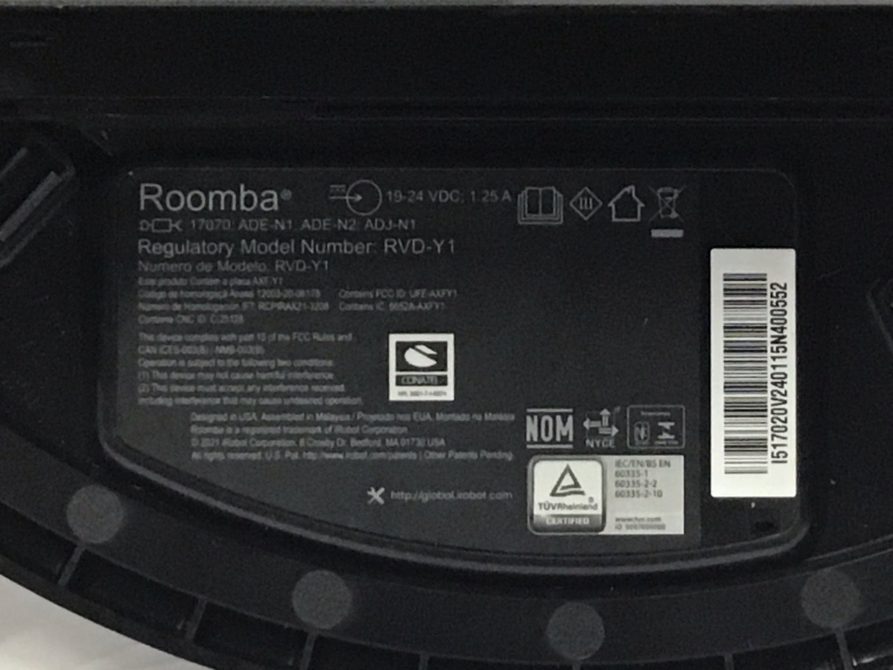 iRobot Roomba Robot Vacuum RVD-Y1 Wi-Fi Connected RVD-Y1